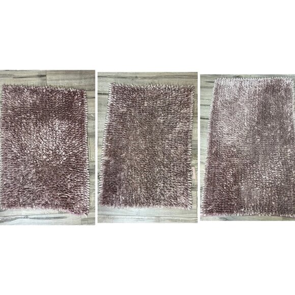 3 juicy couture mats pink silver color furry Plush Bath Mat - Picture 1 of 15